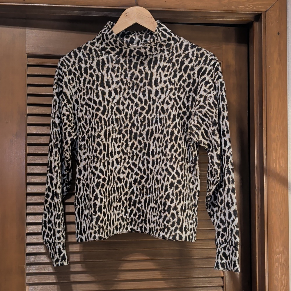 Loft Animal Print Mock Neck Sweatshirt Sweater